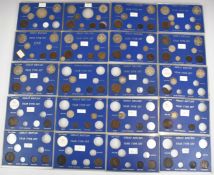 Queen Victoria Great Britain year type sets in twenty perspex cases, comprising largely incomplete