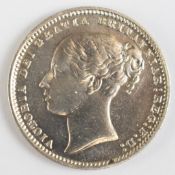 1874 Queen Victoria young head shilling, die no 9, EF-unc