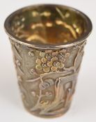 Wang Hing Chinese silver wine cup with embossed prunus decoration and maker's mark to base, H4.5cm