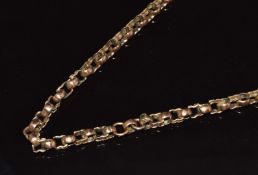 Victorian 9ct rose gold necklace/ fob chain made up of alternating ridged and smooth links, 16.4g,