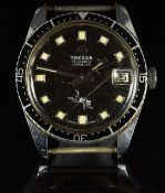 Tressa gentleman's diver's wristwatch with date aperture, luminous hands and hour markers, black