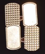 A pair of 9ct gold cufflinks with raised square decoration, 8.9g