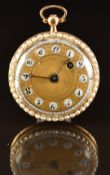 French 18ct gold open faced pocket watch with blued Breguet hands, black Arabic numerals set in