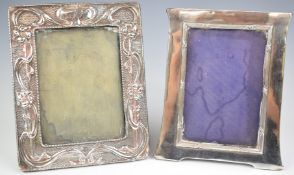 Two hallmarked silver photograph frames to suit 6 x 4 inch photos, one Birmingham 1908, maker