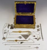 A collection of silver jewellery including chains, locket, earrings etc