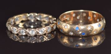 Two 9ct gold eternity rings set with spinel, 4.6g, size N