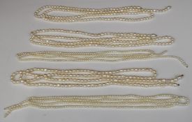 Five strands of cultured pearls