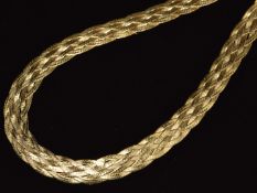 A 9ct gold plaited necklace, 15g, 40cm long