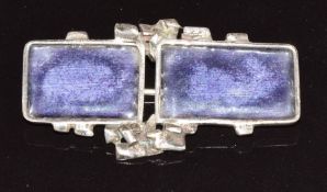 Norman Grant silver brooch set with purple enamel, Edinburgh 1975, 4.8 x 2.2cm
