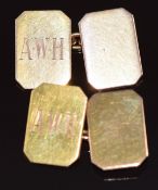 George Jensen pair of 9ct gold cufflinks engraved 'AWH', Birmingham 1924, 6.9g