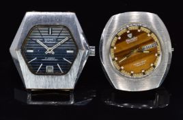 Two vintage gentleman's wristwatches Nivada Taravana with day and date aperture, luminous hands