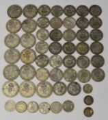 Approximately 331g pre-1947 silver coinage together with a 1944 American quarter dollar, 1944 Indian
