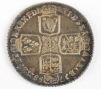 1758 George II shilling plain angles reverse, VF+