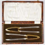 Cased pair of lobster or nut crackers, width 19cm