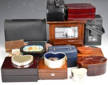 Collection of leather goods by Dulwich designs, Whitehouse Cox, Russian lacquer box, trinket and
