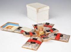 Needlework embroidery interest 19thC Present from Llandudno expanding needle case with figural