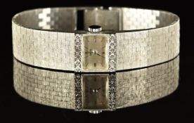 Meister 18ct white gold ladies wristwatch with diamond set case, silver hands and dial and