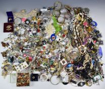 A collection of costume jewellery including earrings, necklaces, bracelets etc