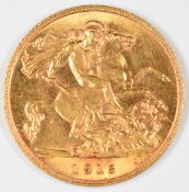 1915 George V gold half sovereign, Melbourne Mint