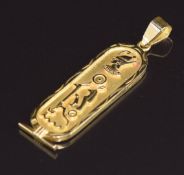 Egyptian 18k gold pendant decorated with hieroglyphics, 5.1g, 4.2cm