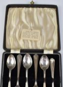 George VI cased set of silver spoons, Birmingham 1940, maker A J Bailey, weight 90g
