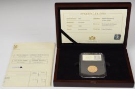 1957 Elizabeth II gold full sovereign, slabbed and in case with Coin Portfolio Management