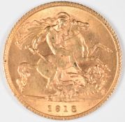 1913 George V gold half sovereign