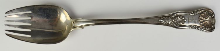 Georgian hallmarked silver King's pattern salad serving spoon, London 1825, maker's mark rubbed,