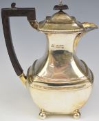 Edward VII hallmarked silver hot water jug, London 1906, maker Dobson & Sons, height 20.5cm,