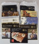 Nine Royal Mint coins and coin sets comprising two 2008 Emblems of Britain sets, £2 coins comprising