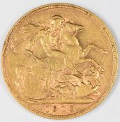 1900 Queen Victoria veiled head gold full sovereign