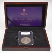 1895-1925 East India Company British Trade Dollar, in Westminster case with certificate