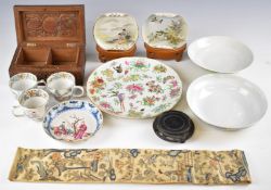 A collection of 19th / 20thC Chinese and Japanese porcelain including a plate decorated with flora