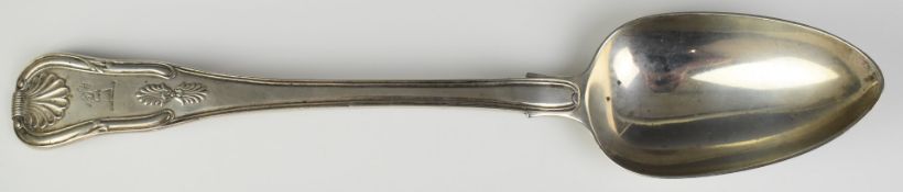 Irish Georgian hallmarked silver King's pattern basting spoon, Dublin 1822, maker James Moore,