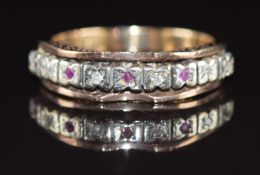 A 9ct gold ring set with rubies and diamonds, 4.2g, size N