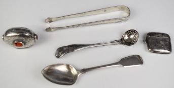 Georgian and later hallmarked silver cutlery to include bright cut sugar nips and a Kings pattern