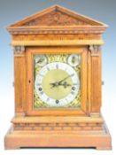Winterhalder & Hofmeier oak cased mantel clock, with silvered chapter ring, fast slow and chime