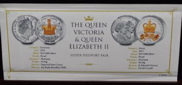 Westminster limited edition (32/250) Queen Victoria and Queen Elizabeth II silver piedfort coin