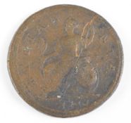1717 George I halfpenny, F+ -VF