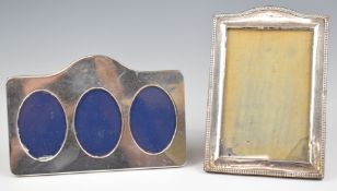 Two hallmarked silver photograph frames, one to suit 5 x 3½ inch photo, Birmingham 1925, maker W J