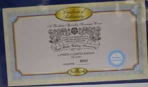 1958 Elizabeth II gold full sovereign, Benham limited edition (268/2000) commemorative coin/stamp