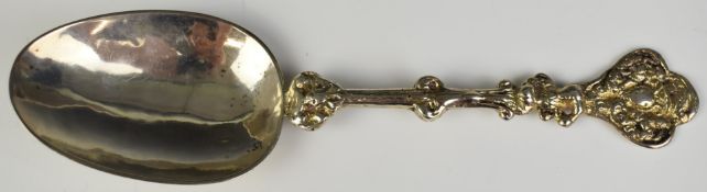 18thC Continental silver spoon, with decorative finial, marked with letter D and likely SH, possibly