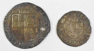 1580 Elizabeth I threepence and 1604 James I sixpence hammered silver coins