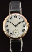 Rolex 9ct gold gentleman's wristwatch with subsidiary seconds dial, blued hands, black Roman