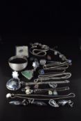 A collection of silver jewellery including 1970's pendant set with aventurine quartz, Art Deco