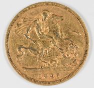1897 Queen Victoria gold half sovereign