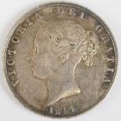 1844 Queen Victoria young head half crown, EF