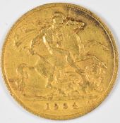 1904 Edward VII gold half sovereign