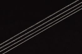 Two c1920 9ct white gold chains, 4.9g, 36cm & 50cm long