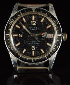 Ross gentleman's diver's wristwatch with date aperture, luminous and red hands and hour markers,